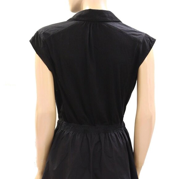 By Anthropologie Short-Sleeve Cutout Mini Dress Solid Black Resort XL NEW 274109 - Picture 8 of 8